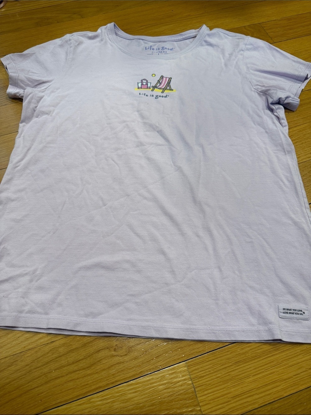 Life Is Good Lavender Short-Sleeve Tee with Beach Chair Graphic